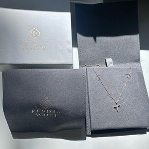 Diamond and gold initial Kendra Scott T necklace